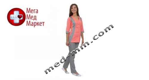 Купить Медицинский костюм женский Ницца коралл/серый №1053 цена, характеристики, отзывы